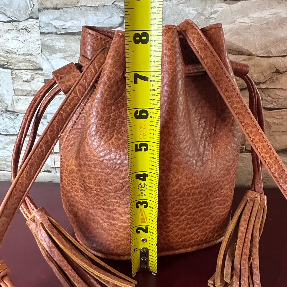 Free People Brown Vegan Pebbled Leather Drawstring Bucket Bag - Picture 6 of 7
